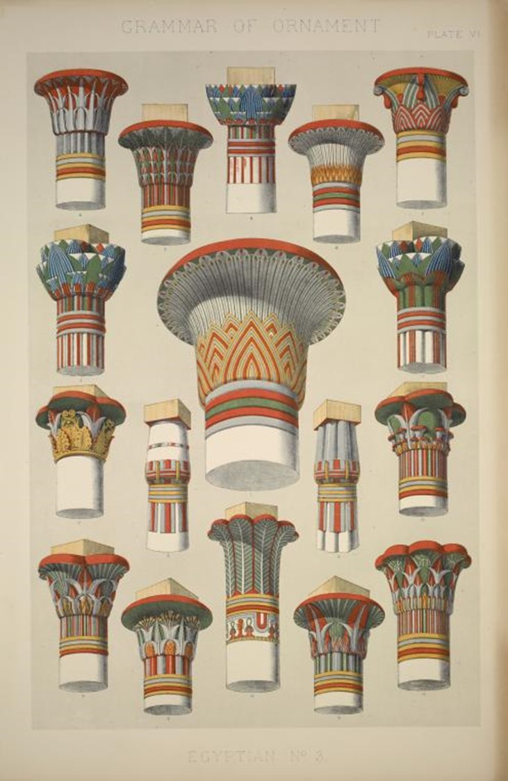 Examples of Lotus and Papyrus architectural columns