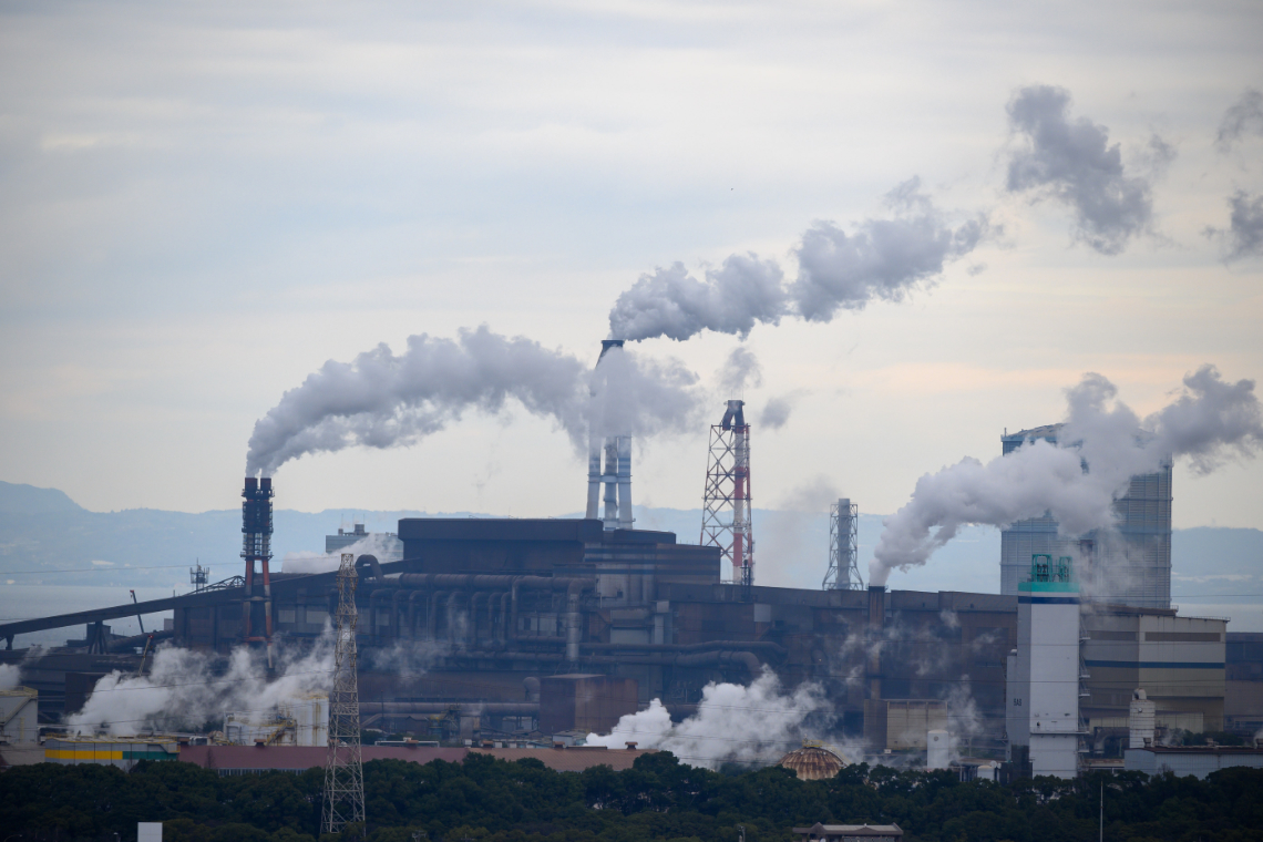 Factories emitting clouds of pollution